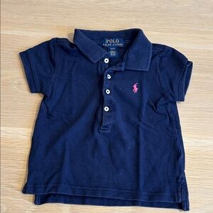 Polo by Ralph Lauren Dark Blue Kids Polo with Pink Emblem